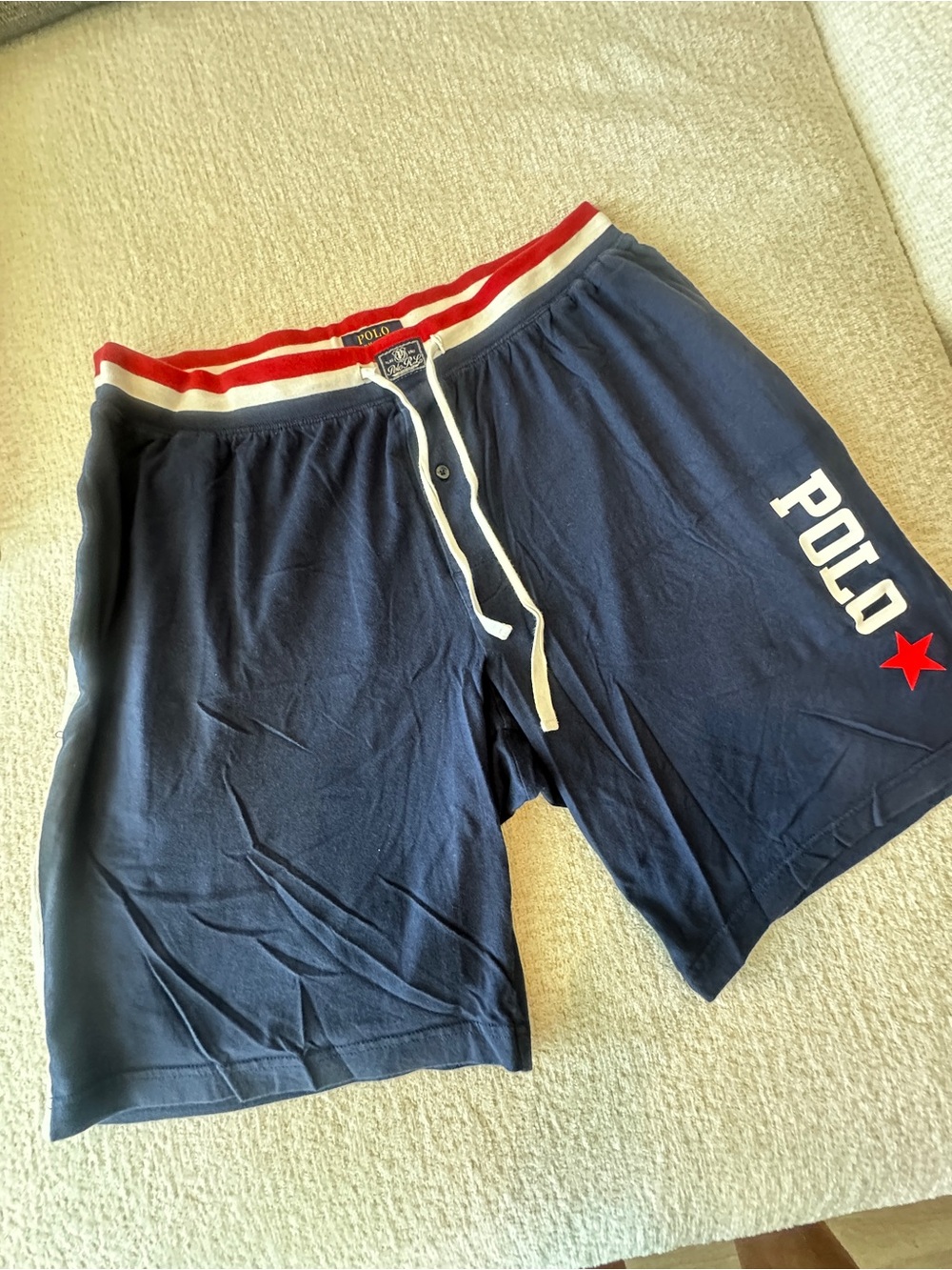 Polo by Ralph Lauren Navy Athletic Shorts with Red Star and White Trim